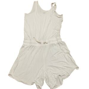 Albion Fit Women's Medium White‎ Pull On Tank Romper Tie Waist Lightweight